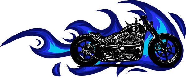 Dramática Motocicleta Ardiente Envuelta Llamas Ardientes Color Naranja Chispas Explosivas — Vector de stock