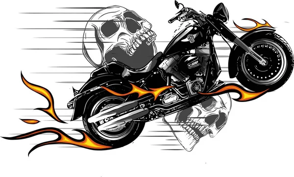 Dramatisch Brennendes Motorrad Glühend Orangefarbenen Flammen Und Explodierenden Funken — Stockvektor