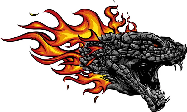炎の中で火のドラゴン — ストックベクタ