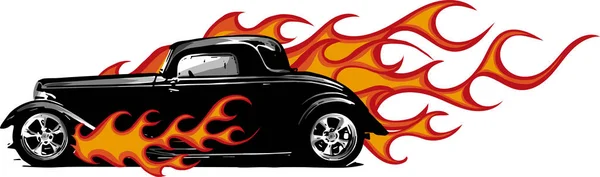 Klasik araba, hot rod garajı, hot rods arabası, eski okul arabası, vektör.