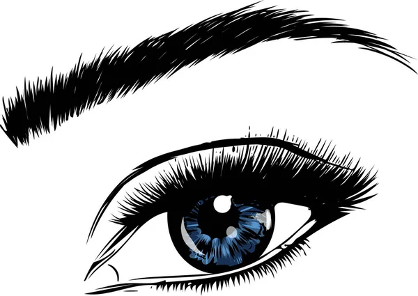 Όμορφη Γυναίκα Μπλε Μάτι Εικονογράφηση Φορέας — Διανυσματικό Αρχείο