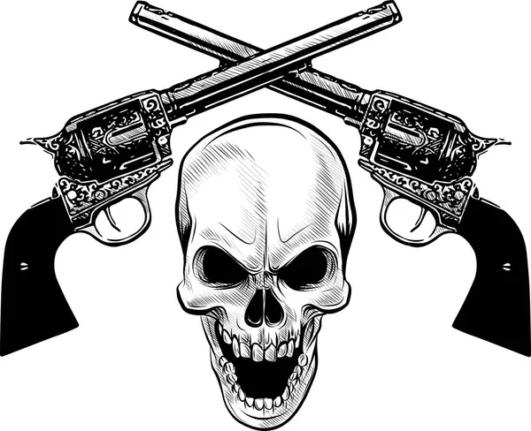 Vector Militar Escudo Armas Con Cráneo Grunge Camisetas Diseño — Vector de stock