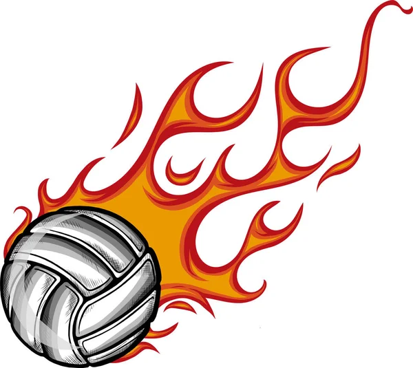 Vector Volleyball Flaming Ball Cartoon — Stock Vector