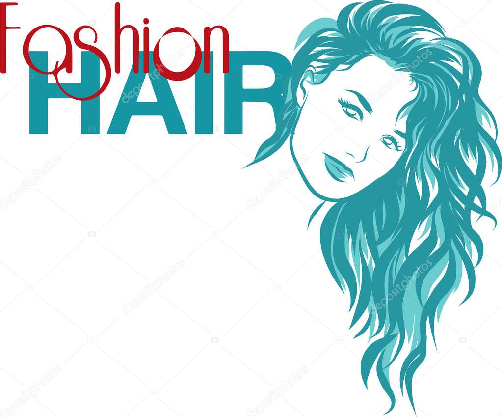 VECTOR stylish original hand-drawn graphics portrait with beautiful young attractive girl model for design. Fashion, style, beauty . Graphic, sketch drawing. Sexy woman