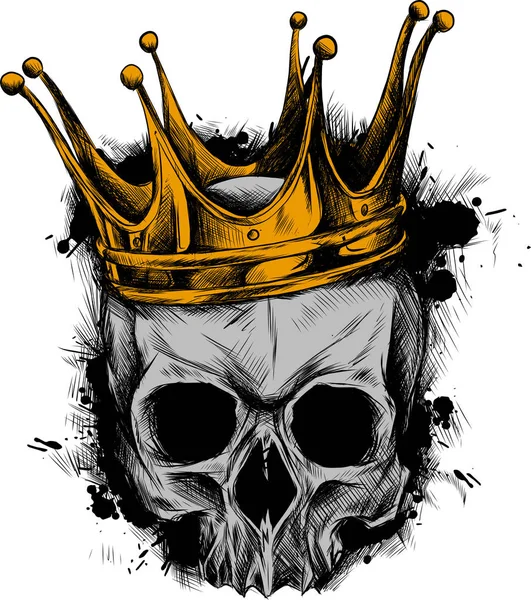 Illustration skull in crown with beard isolated on white background