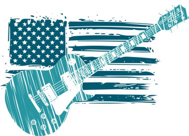 Amerikan bayrağı ile bir elektro gitar