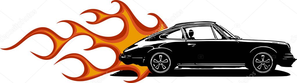 European classic sports car silhouettes, outlines, contours. Your Logo