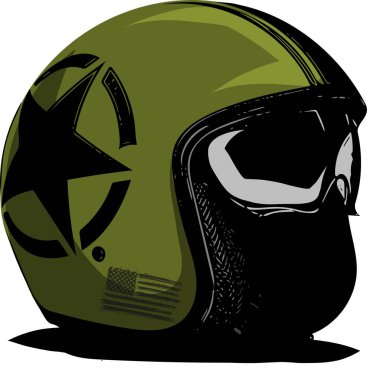 beyaz bir arka plan üzerinde yeşil motosiklet kask ile şeritler