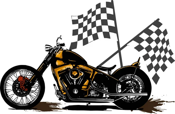 Oldtimer Chopper Motorrad Plakat Illustration — Stockvektor