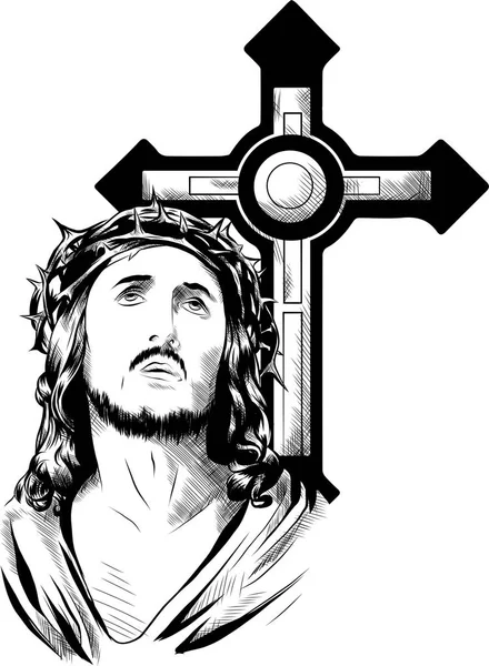 Volto Gesù Cristo Disegno Vettoriale Arte — Vettoriale Stock