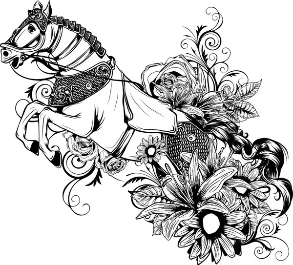 Silhouette Running Horse Illustration — Stock Vector