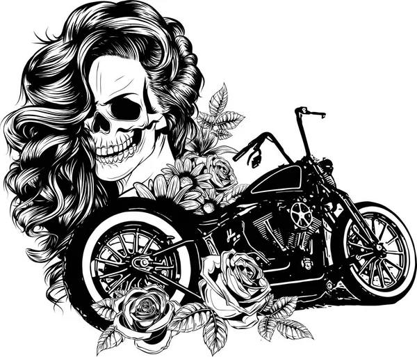 İskeleti olan kız el yapımı vektör çizimi. Santa Muerte kadın cadı portresi Ölü Yüz Sanatı Günü
