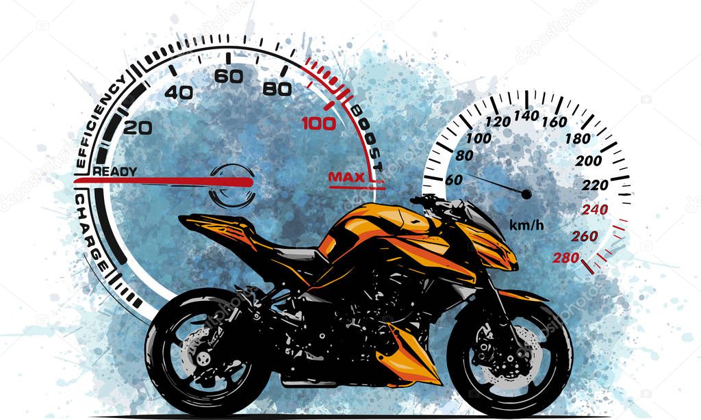 Sport superbike motorcycle with strumenst