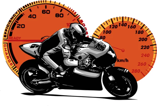 运动超级摩托车摩托车与 Strumenst — 图库矢量图片