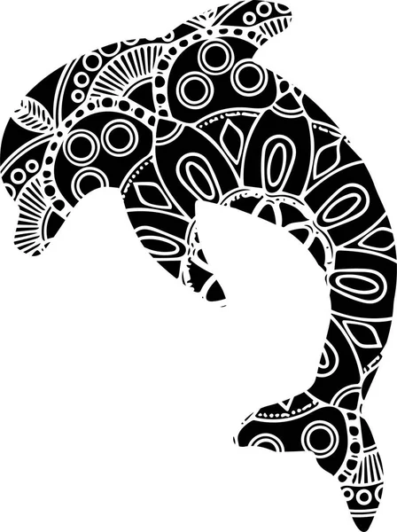 Декоративный Декоративный Дельфин Стилизованная Икона Творческого Искусства Вектор — стоковый вектор