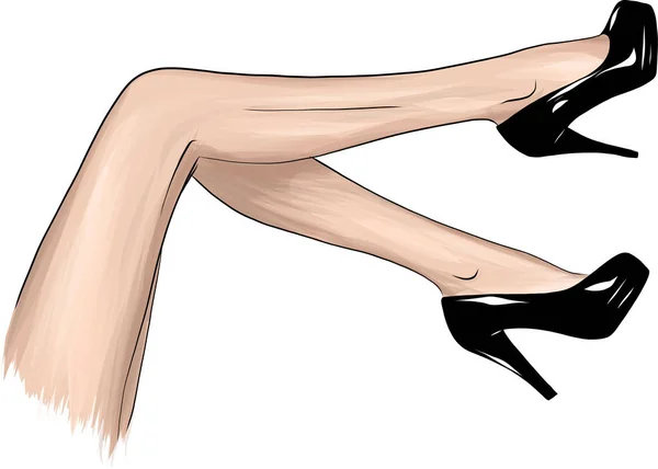 Векторные Девушки Высоких Каблуках Иллюстрация Моды Женские Ноги Обуви Модная — стоковый вектор