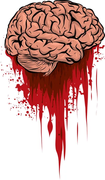 Vector Cartoon Illustration Fresh Brain Puddle Blood — Stock Vector