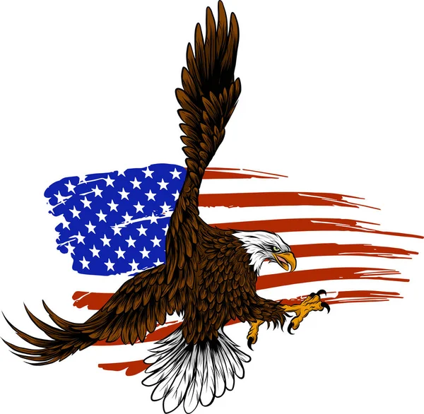 Διάνυσμα American Eagle Εναντίον Ηπα Σημαία Και Λευκό Φόντο — Διανυσματικό Αρχείο
