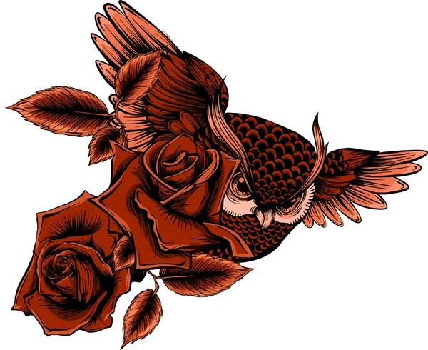 Vecteur Dessiné Main Orné Fleurs Roses — Image vectorielle