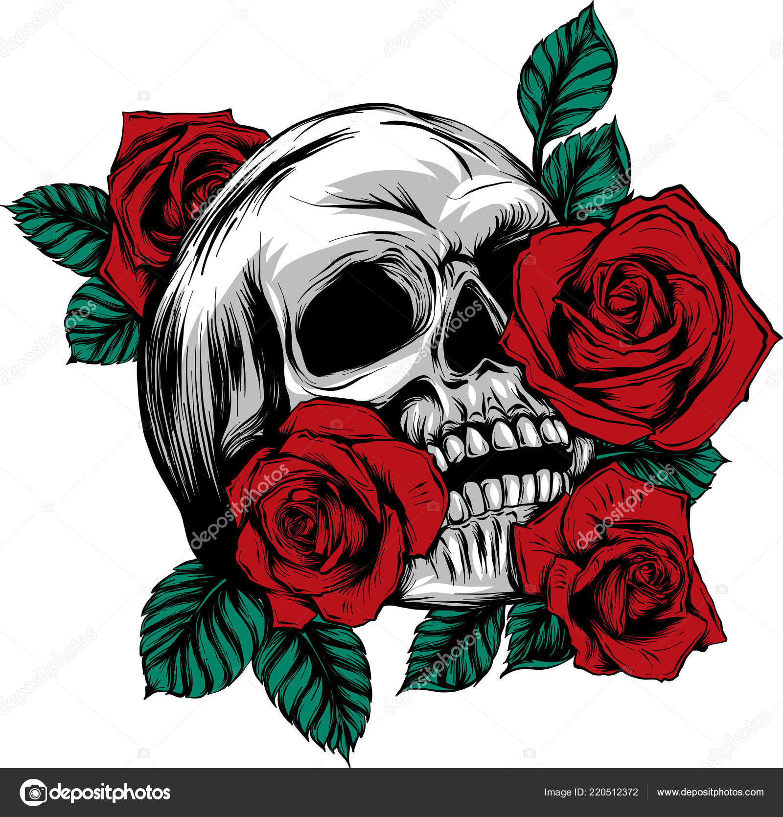 rosas calaveras sobre