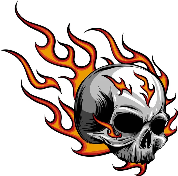 Totenkopf Flammen Flammen Vektor Illustration — Stockvektor