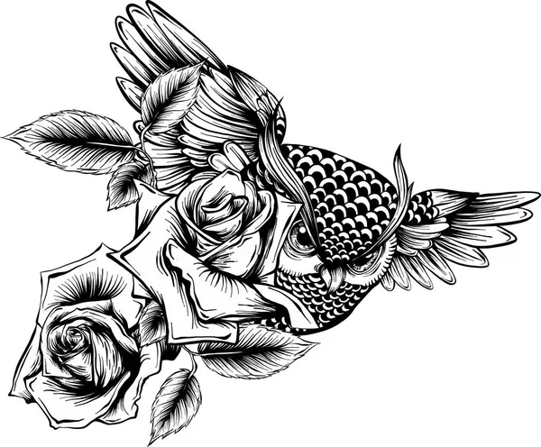 Vector Hand Drawn Ornate Rose Flowers — Stock Vector