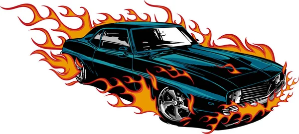 Auto Músculo Viejo 70S Vector Ilustración — Vector de stock