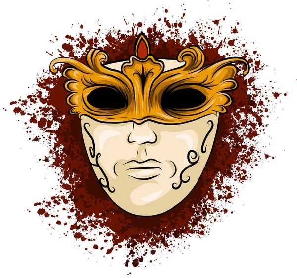 Vectorillustratie Van Carnaval Gouden Masker Voor Theater Festivals Kleurrijke Heldere — Stockvector