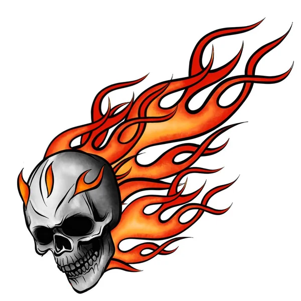 Totenkopf Flammen Illustration — Stockfoto