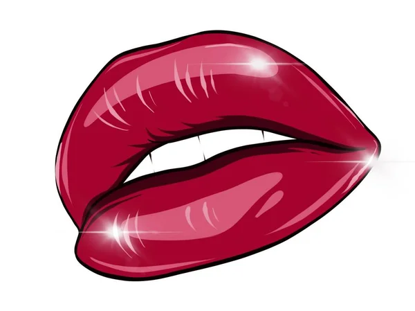 Kobieta Kreskówki Month Czerwonymi Ustami — Zdjęcie stockowe