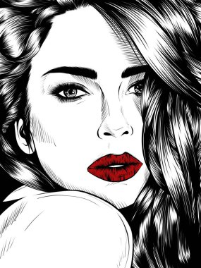 Rüya gibi çekici kadınlarla yüksek gorgeous saç modeli, el boğulmak detaylı illüstrasyon izole beyaz arka plan üzerinde