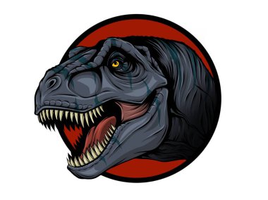 Bir dinozor kafası açık ağzı ile kroki. Tyrannosaur'u. El çizilen illüstrasyon dönüştürülür