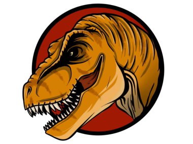 Bir dinozor kafası açık ağzı ile kroki. Tyrannosaur'u. El çizilen illüstrasyon dönüştürülür