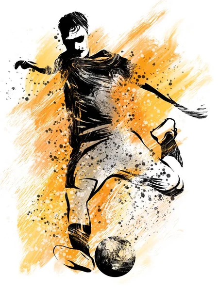 Fußballer Der Ball Kickt Illustration — Stockfoto