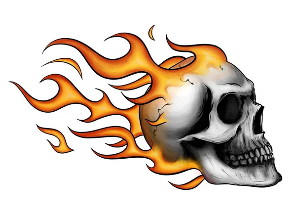 Totenkopf Flammen Illustration — Stockfoto