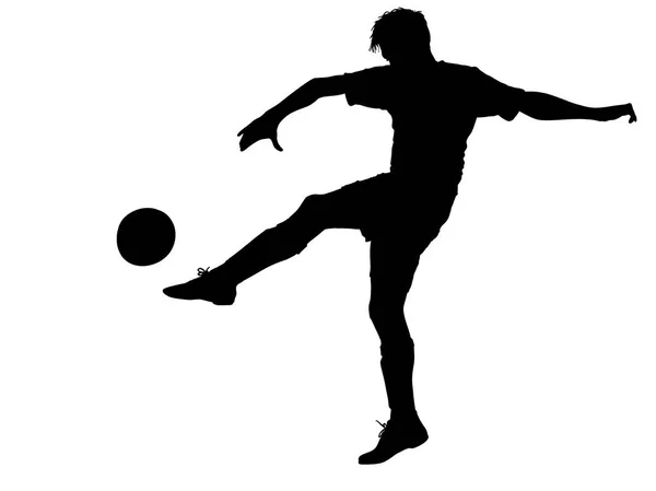 サッカー プレーヤーがボールを蹴る — ストック写真