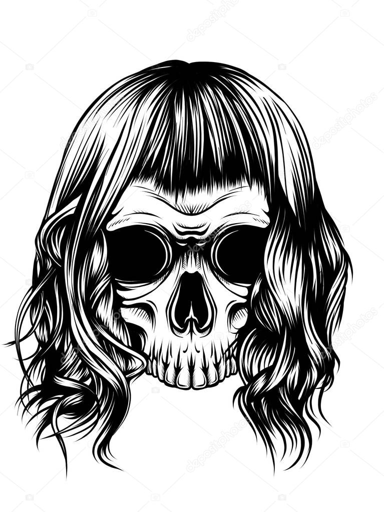 Day of dead girl black and white illustration