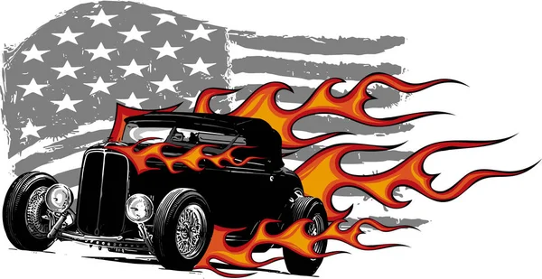 Desenho Gráfico Vetorial Ilustração Carro Muscular Americano Com Estrelas Listras —  Vetores de Stock