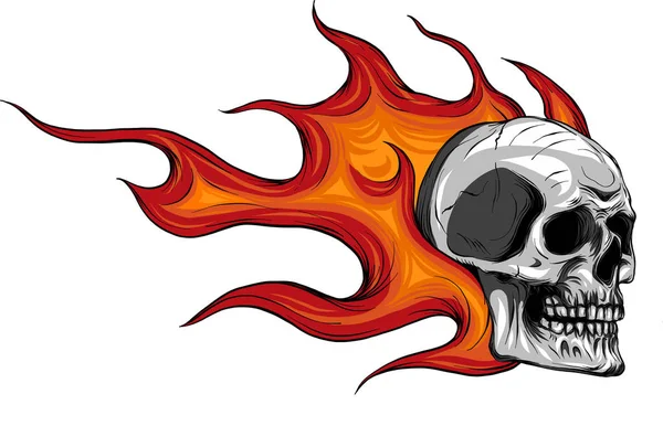 Totenkopf Flammen Flammen Vektor Illustration — Stockvektor