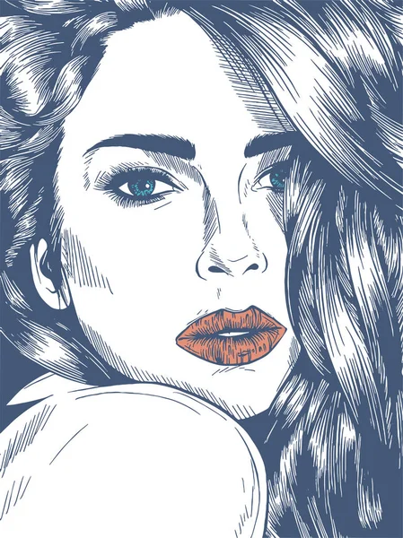 Rüya gibi çekici kadınlarla yüksek gorgeous saç modeli, el boğulmak detaylı vektör illüstrasyon izole beyaz arka plan üzerinde