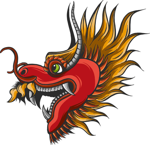 Китайский дракон силы и мудрости летающая иллюстрация мультфильма
