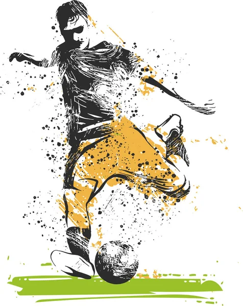 Kopanie Piłki Nożnej Gracz Ilustracja — Wektor stockowy