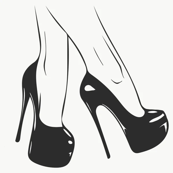 Vector Girls High Heels Fashion Illustration Female Legs Shoes Trendy — Stock Vector