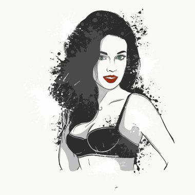 Rüya gibi çekici kadınlarla yüksek gorgeous saç modeli, el boğulmak detaylı vektör illüstrasyon izole beyaz arka plan üzerinde