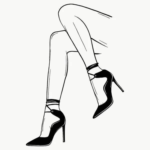 Векторные Девушки Высоких Каблуках Иллюстрация Моды Женские Ноги Обуви Модная — стоковый вектор