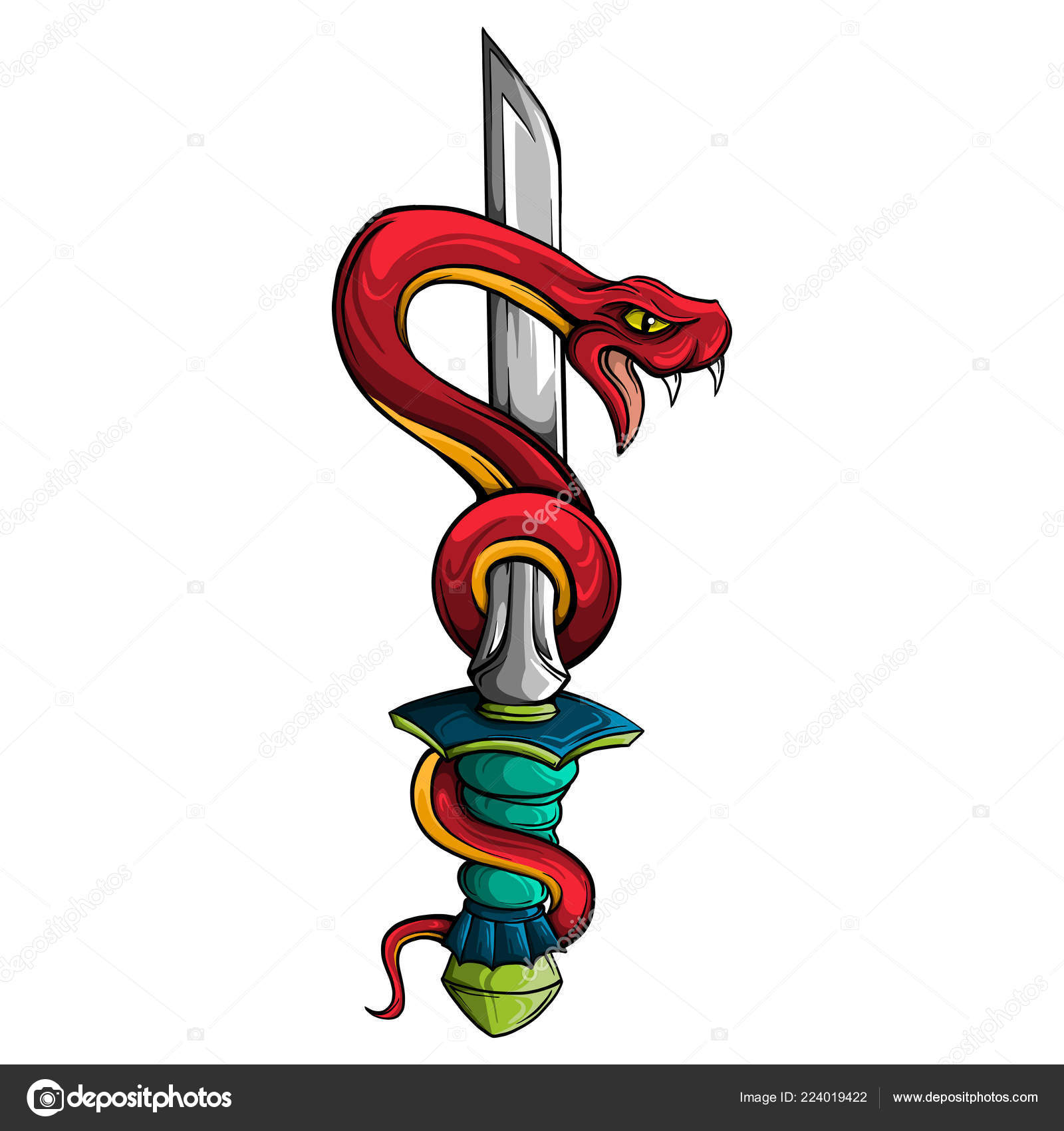 Serpente Com Espada Estilo Tatuagem Old School Elemento Isolado Sobre Vetor  de stock de ©deanzangir@gmail.com 224019422, image size:1600x1700