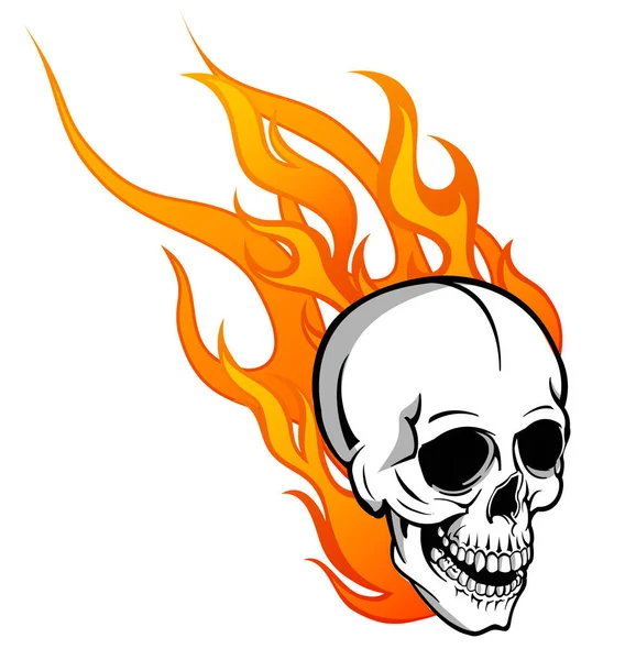 Skull Fire Flames Illusztráció — Stock Vector