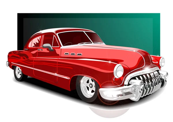 Vector Illustartion Vintage Coche Rojo — Archivo Imágenes Vectoriales