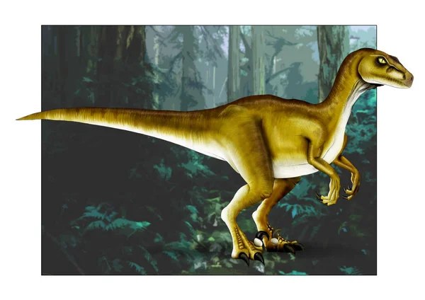 Velociraptor Dinozor Illüstrasyon Çizgi Roman Tarzı Çizilmiş — Stok fotoğraf