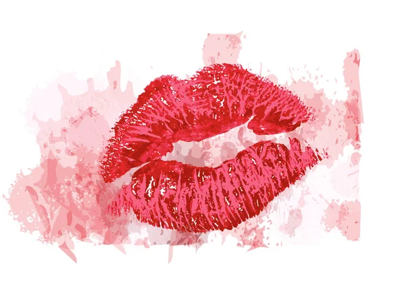 Abdruck Roter Lippen Illustration — Stockvektor